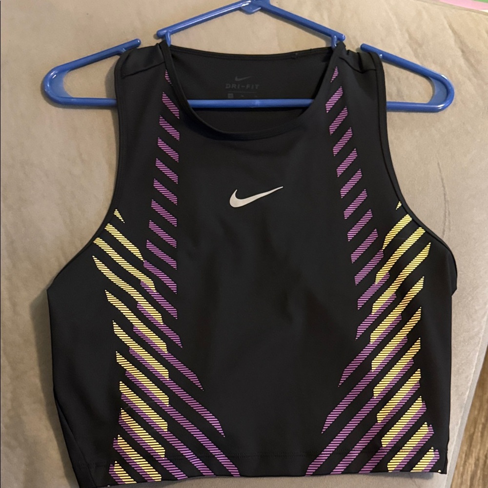 Nike Black Tank with Purple and Yellow Stripes
